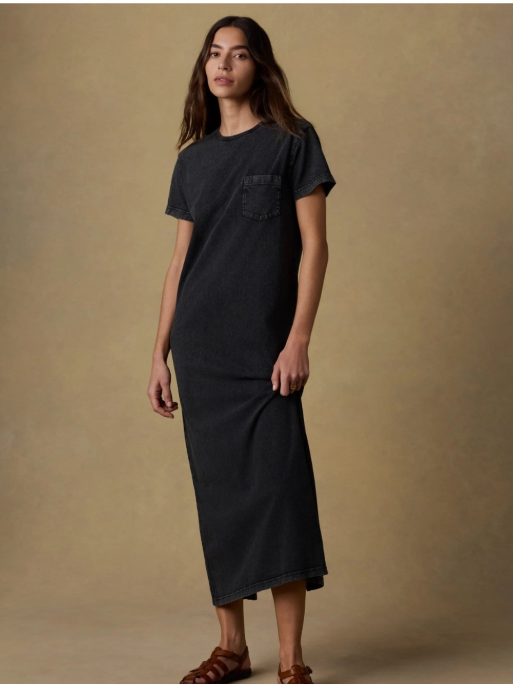 Faherty Recycled Cotton Jersey T-Shirt Dress - Washed Black